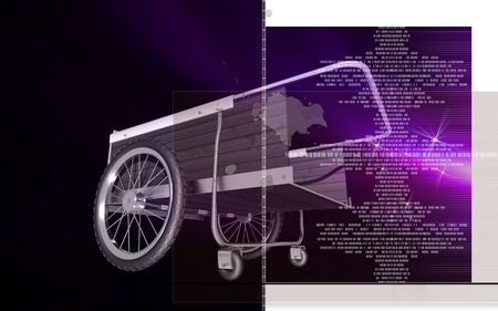 Digital illustration of garden cart in colour background	の写真素材