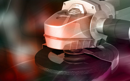 Digital illustration of angle grinder in colour background	の写真素材