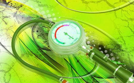 Digital illustration of Air tyre inflator in colour backgroundの写真素材