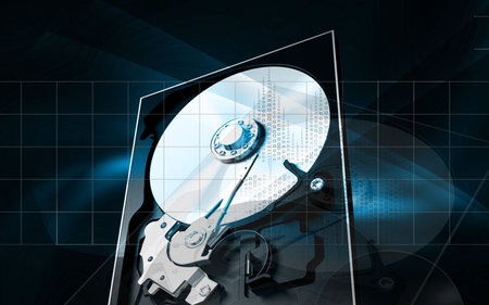 Digital illustration of compact disc reader in colour background	