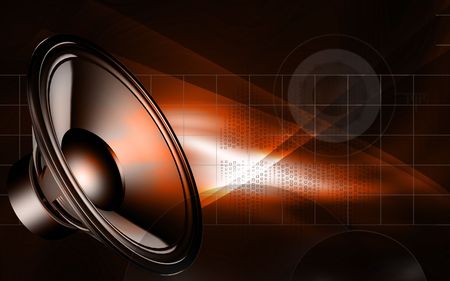 Digital illustration of loudspeaker  in colour background	の写真素材