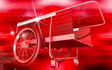 Digital illustration of garden cart in colour background	の写真素材
