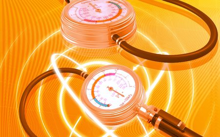 Digital illustration of Air tyre inflator in colour background	の写真素材