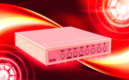 Digital illustration of colour camera quad processor in colour background	