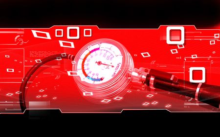 Digital illustration of Air tyre inflator in colour background	の写真素材