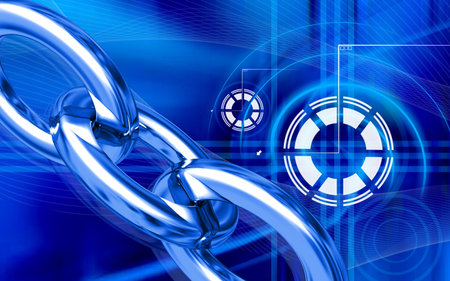 Digital illustration of chain  symbol in colour background	