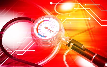 Digital illustration of Air tyre inflator in colour background	の写真素材