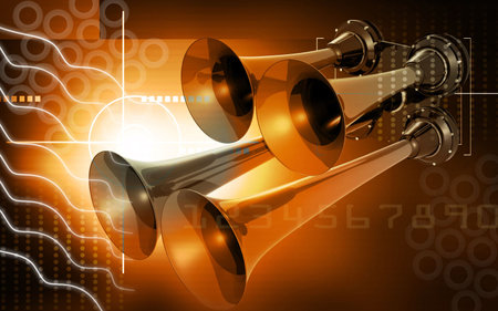 Digital illustration of horn in colour background	