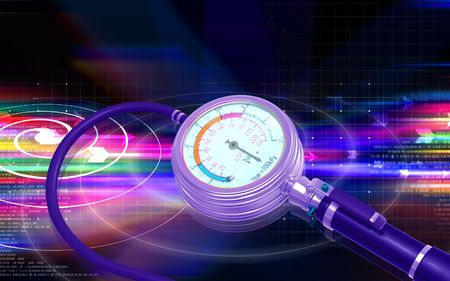 Digital illustration of Air tyre inflator in colour background	の写真素材