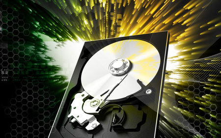 Digital illustration of compact disc reader in colour background	