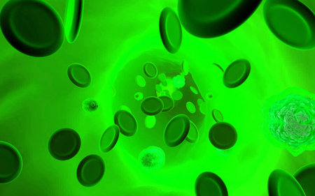 Digital illustration of  blood cell  in colour  background 	の写真素材