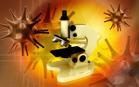 Digital illustration   of microscope in colour background	の写真素材