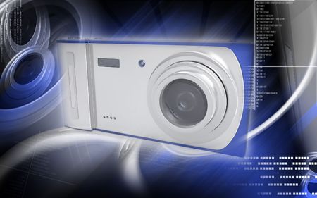 Digital illustration of camera in colour background	の写真素材