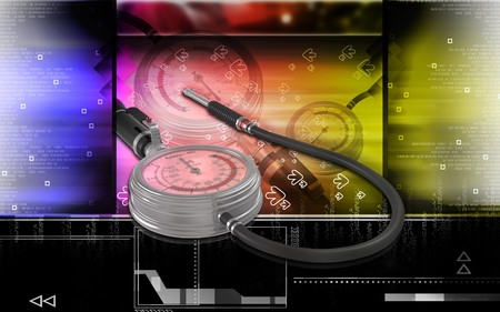 Digital illustration of Air tyre inflator in colour background	の写真素材