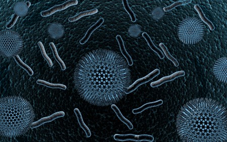 Digital illustration of bacteria in   colour background  	の写真素材