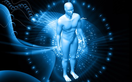 Digital illustration of  human body in colour  background 	の写真素材