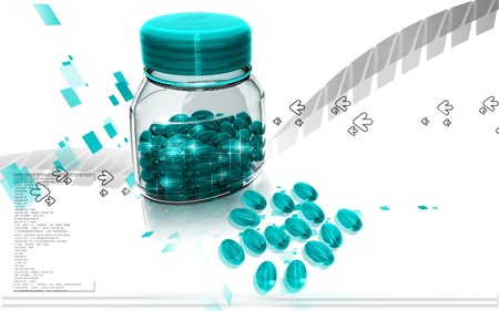 Digital illustration of capsule bottle in isolated background	の写真素材