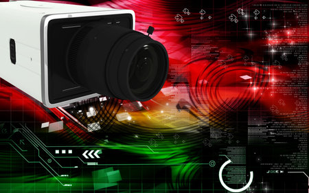 Digital illustration of video camera in colour background	の写真素材
