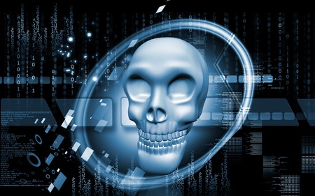 Digital illustration  of  skull  in   colour  background 	の写真素材