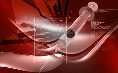 Digital illustration   of syringe in colour background	の写真素材