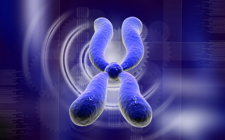 Digital illustration  of chromosome in   colour background  	の写真素材