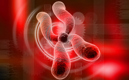 Digital illustration  of chromosome in   colour background  	の写真素材
