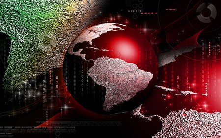 Digital illustration of a earth in colour background	の写真素材