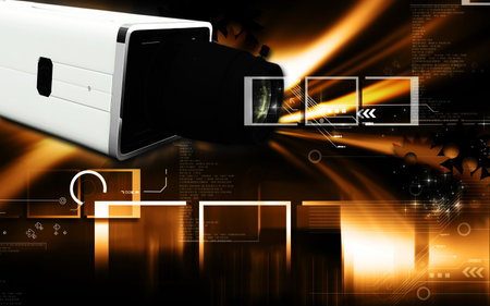 Digital illustration of video camera in colour background	