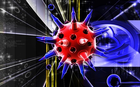 Digital illustration of  Flu virus in colour  background 	の写真素材