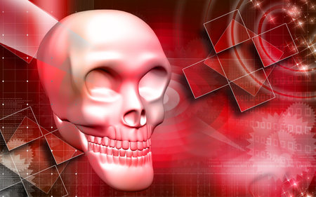 Digital illustration  of  skull  in   colour  background 	の写真素材