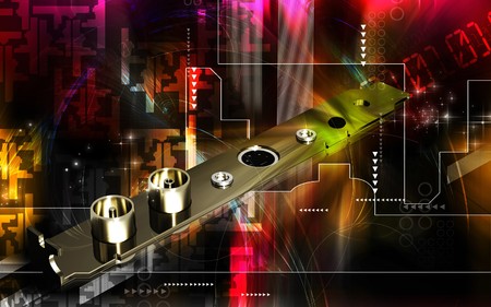 Digital illustration of video capture card in colour background	の写真素材