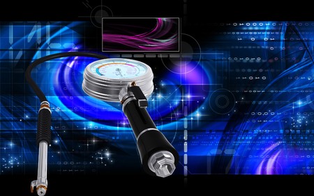 Digital illustration of Air tyre inflator in colour background	の写真素材