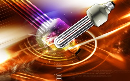 Digital illustration of a CFL light in colour background	の写真素材