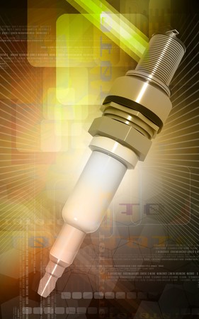 Digital illustration of Spark plug in colour background 	の写真素材