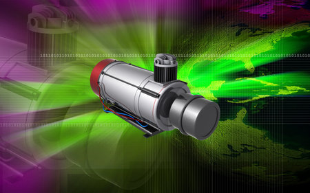 Digital illustration of air compressor in colour background	