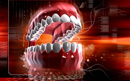 Digital illustration of  Mouth in colour background 	の写真素材