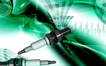 Digital illustration of Spark plug in colour background 	