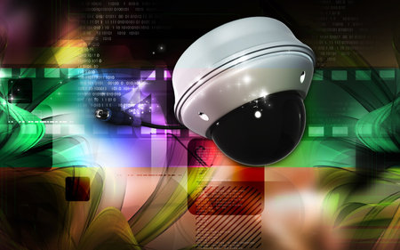 Digital illustration of security camera in colour background	