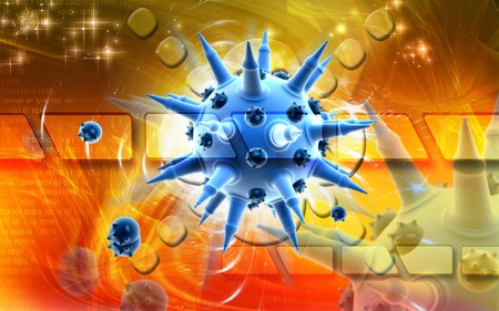Digital illustration of  Flu virus in colour  background の写真素材