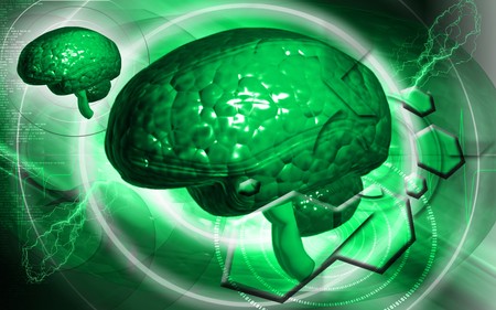 Digital illustration of  brain in colour  background の写真素材