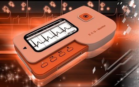 Digital illustration of  ECG in  colour  background	の写真素材