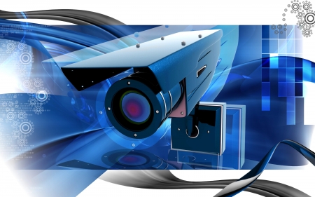 Digital illustration of security camera in colour background	の写真素材