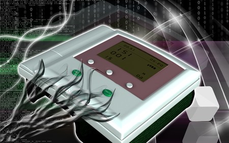Digital illustration of  blood pressure monitor in colour  background 	の写真素材