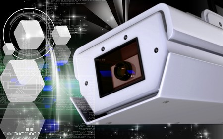 Digital illustration of security camera in colour background	の写真素材