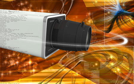 Digital illustration of video camera in colour background	