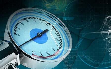 Digital illustration of sphygmomanometer in colour background 	