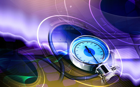 Digital illustration of sphygmomanometer in colour background 	