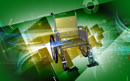 Digital Illustration of  wheel chair  in colour background	の写真素材