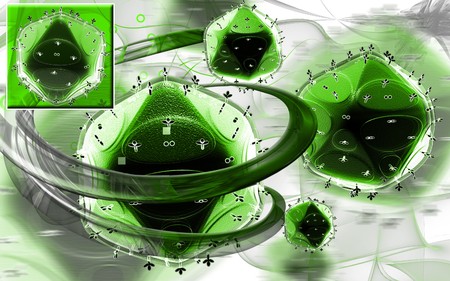 Digital illustration of  HIV  in colour background 	の写真素材