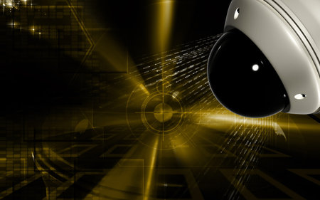 Digital illustration of security camera in colour background	